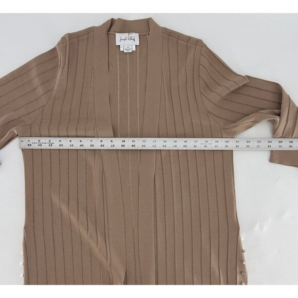 Joseph Ribkoff Studded Brown Bride Cover-Up Duster Cardigan Sz L Preppy Coastal - Picture 10 of 10